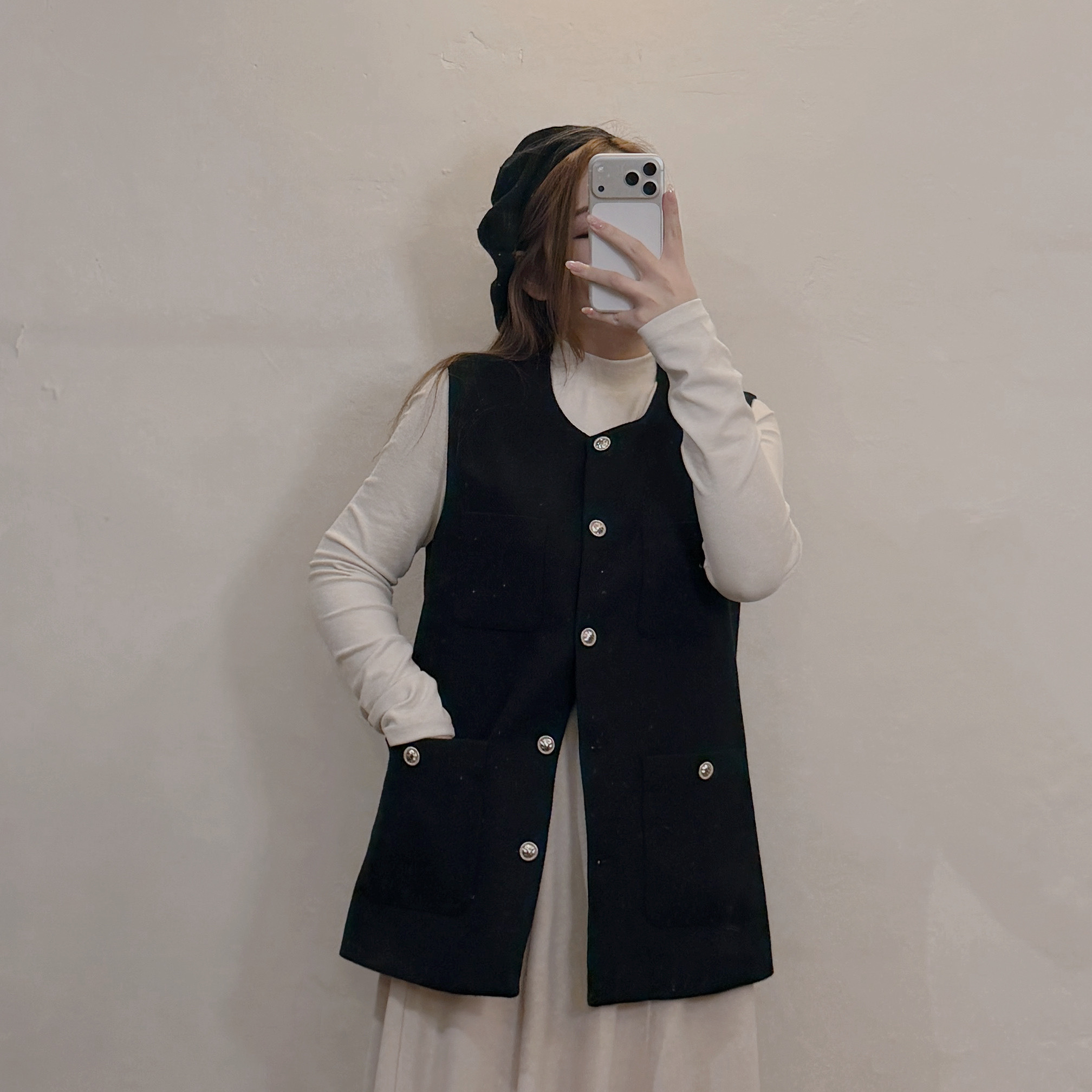 現貨 7364 黑色小香風長款馬甲