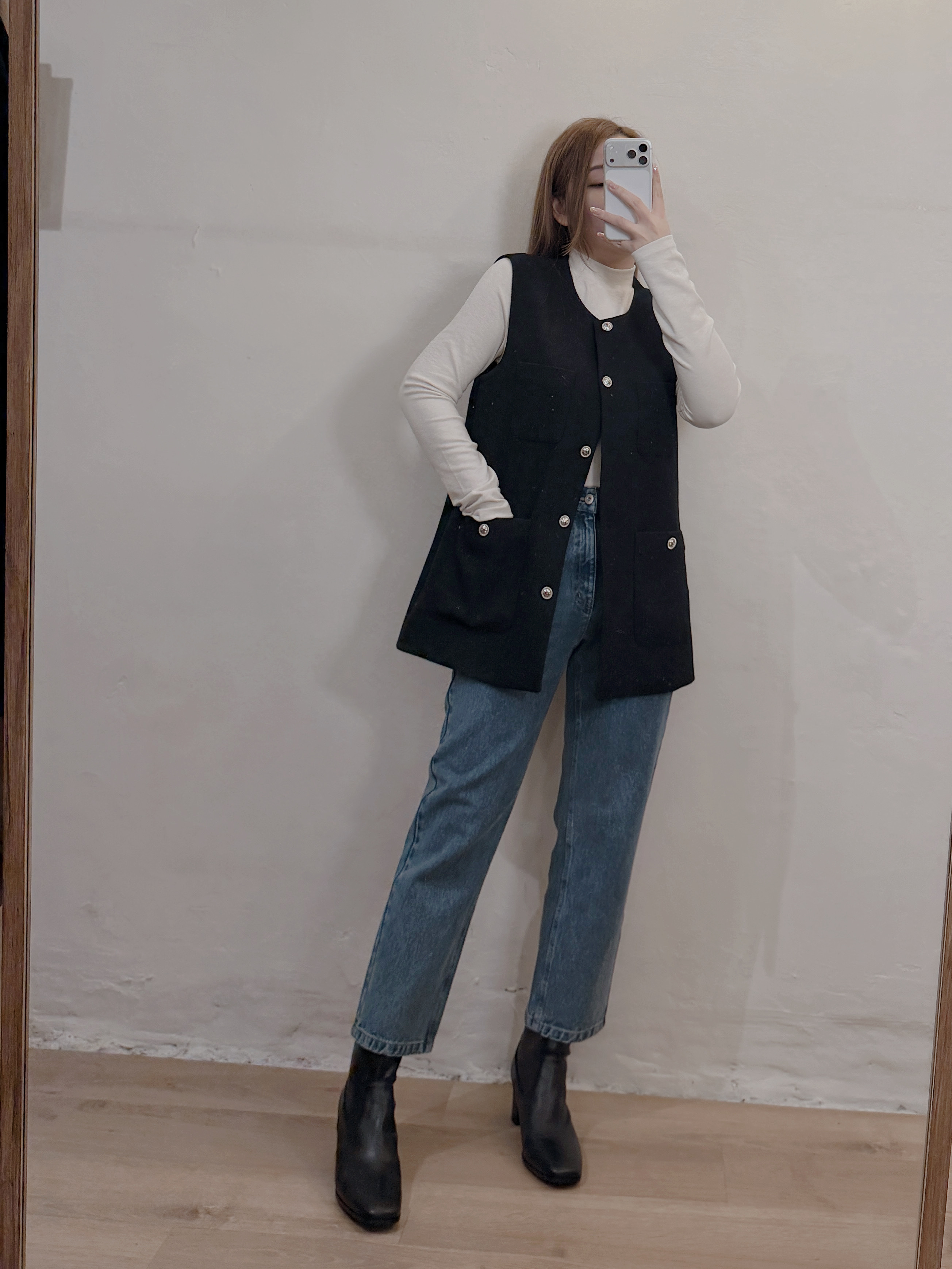 現貨 7364 黑色小香風長款馬甲