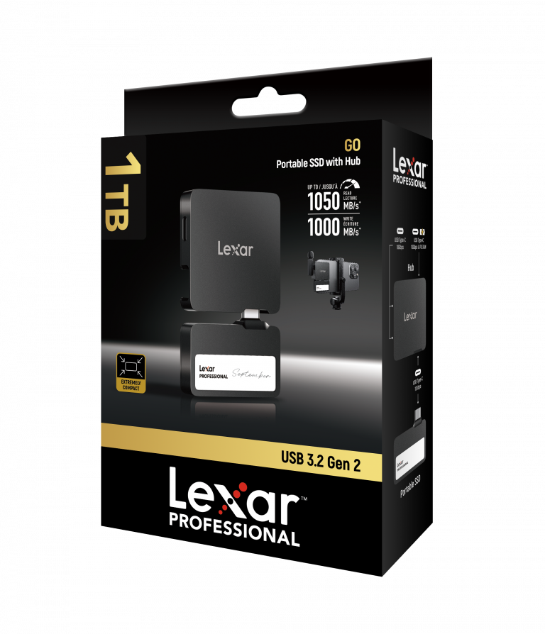 Lexar® SL400 Professional Go Portable SSD with Hub 1TB USB 3.2 Gen2 Type-C(up to 1050MB/s read, up to 1000MB/s write)