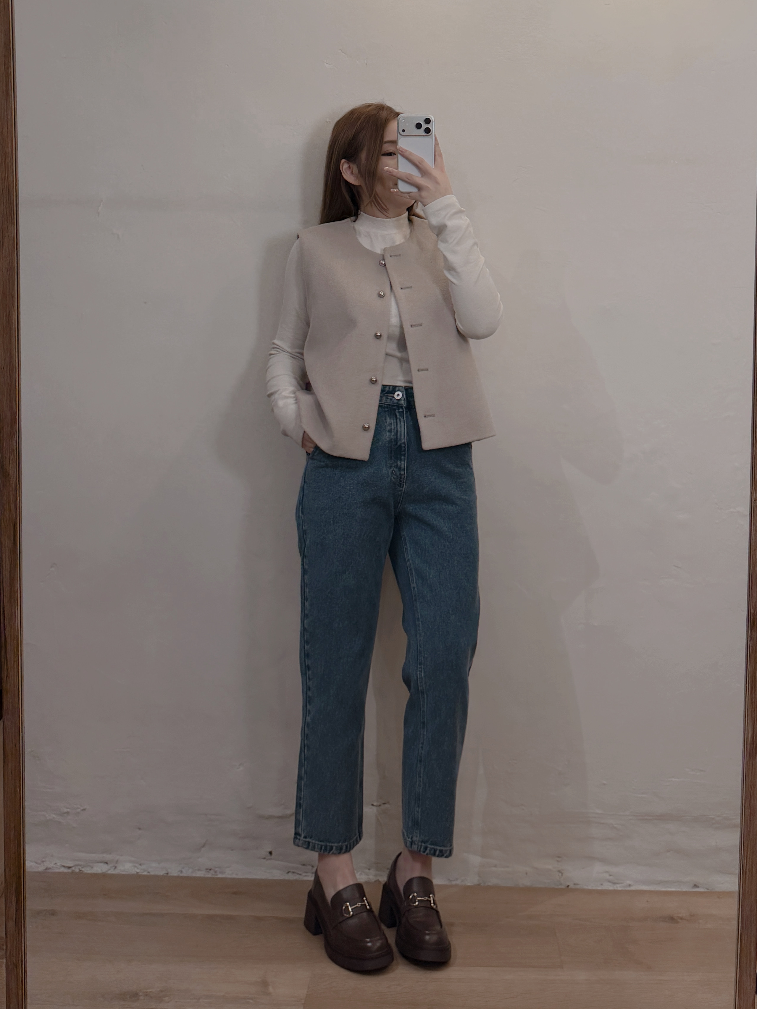 預訂/現貨 7354 中腰九分直腳牛仔褲-復古藍 [7279同款]