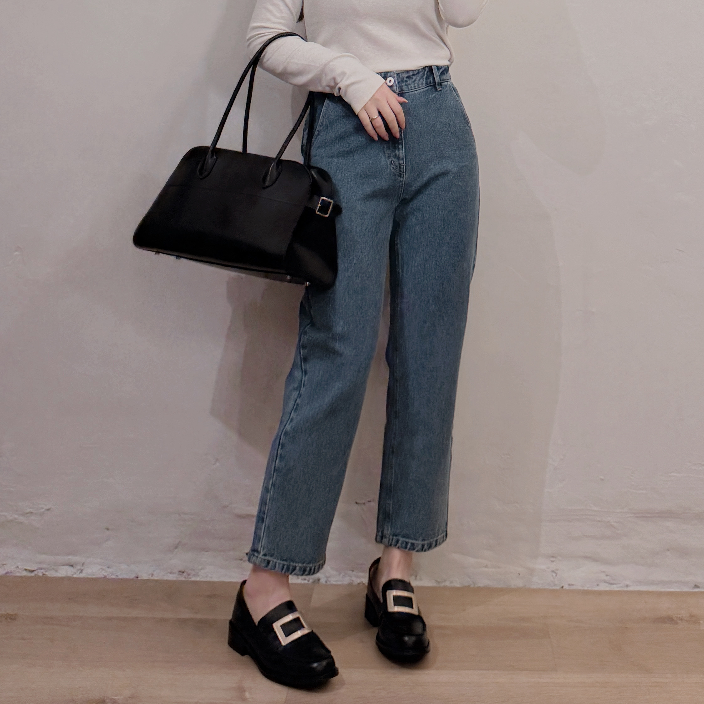 預訂/現貨 7354 中腰九分直腳牛仔褲-復古藍 [7279同款]