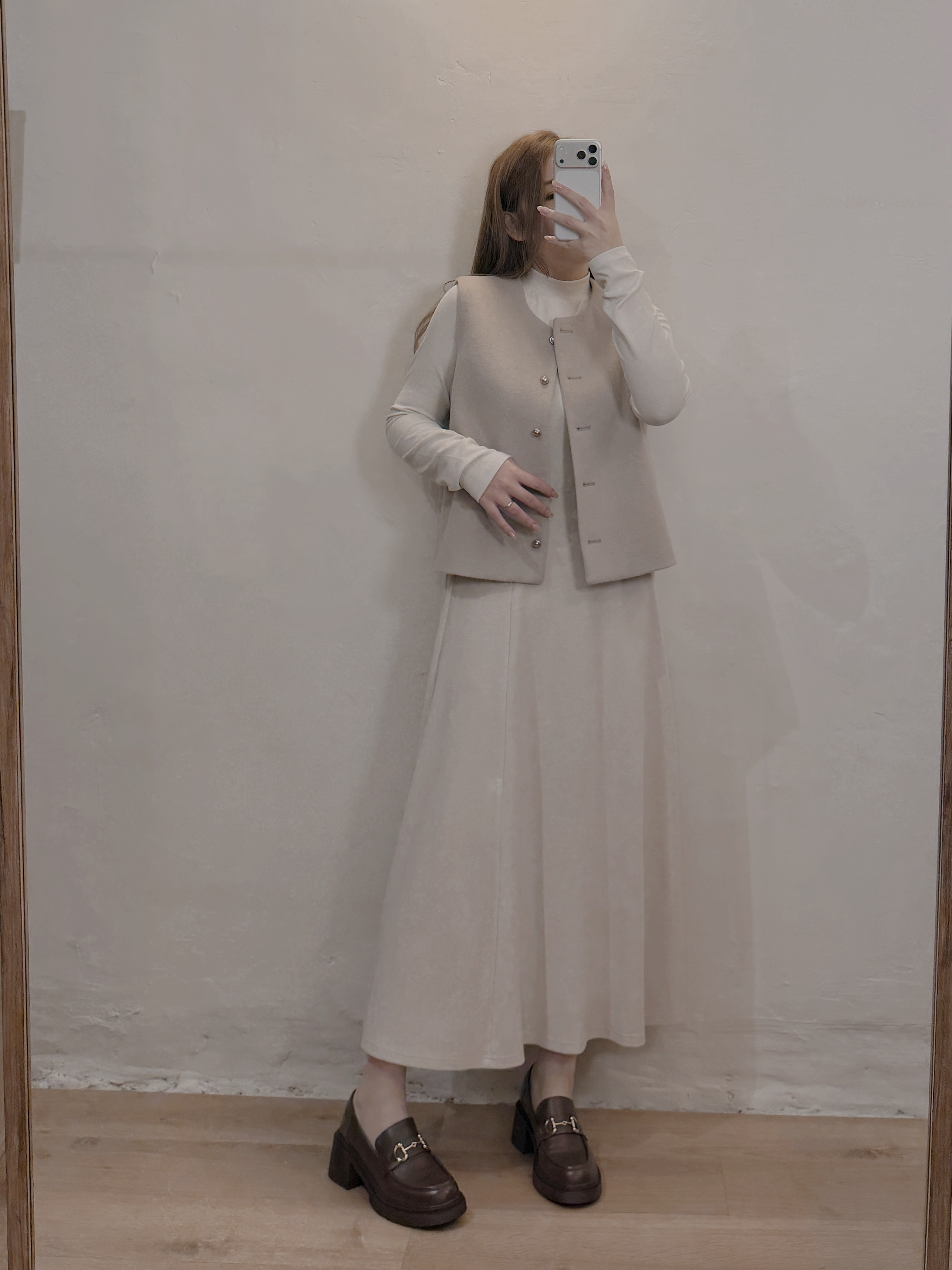 預訂/現貨 7335 奶油灰羊絨馬甲