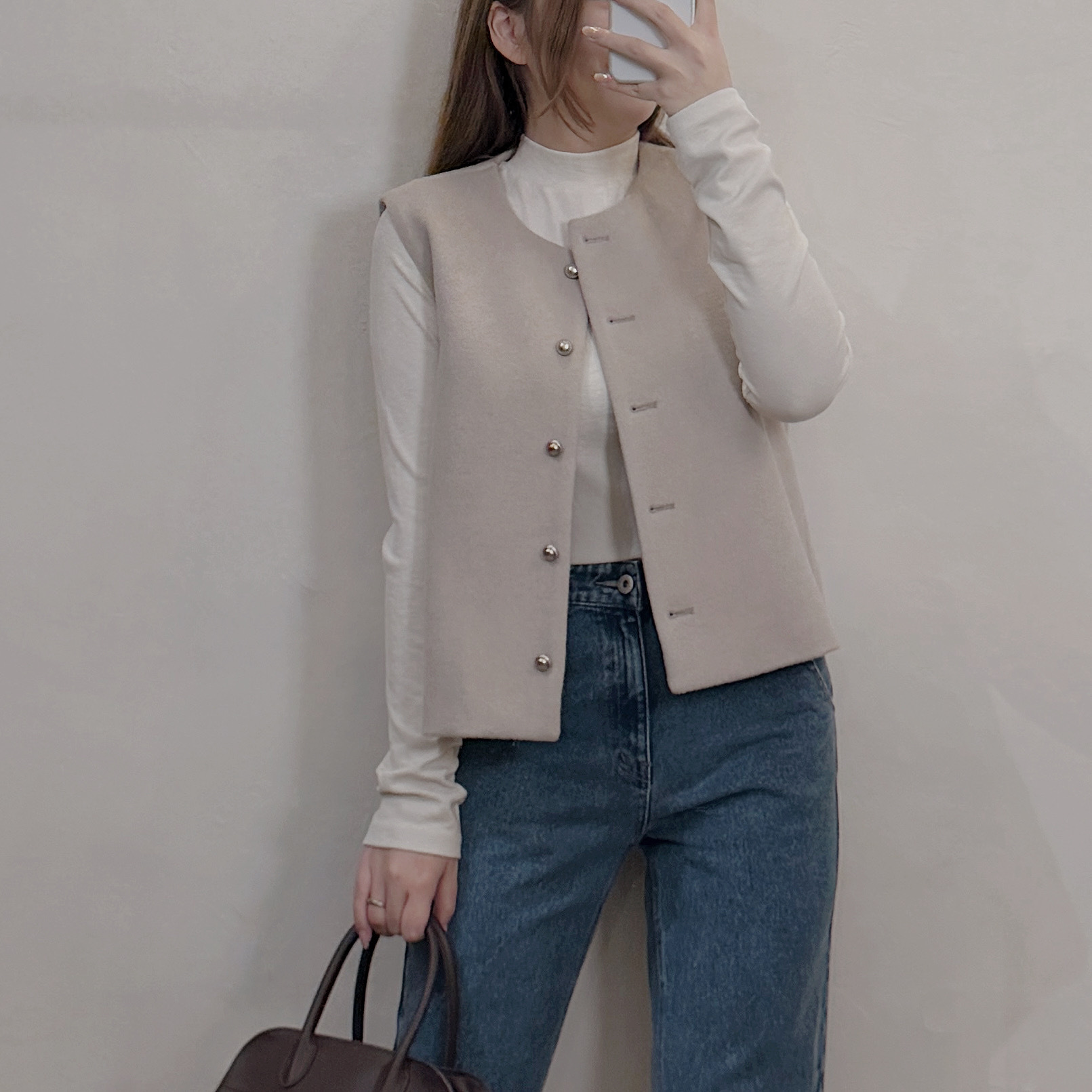 預訂/現貨 7335 奶油灰羊絨馬甲