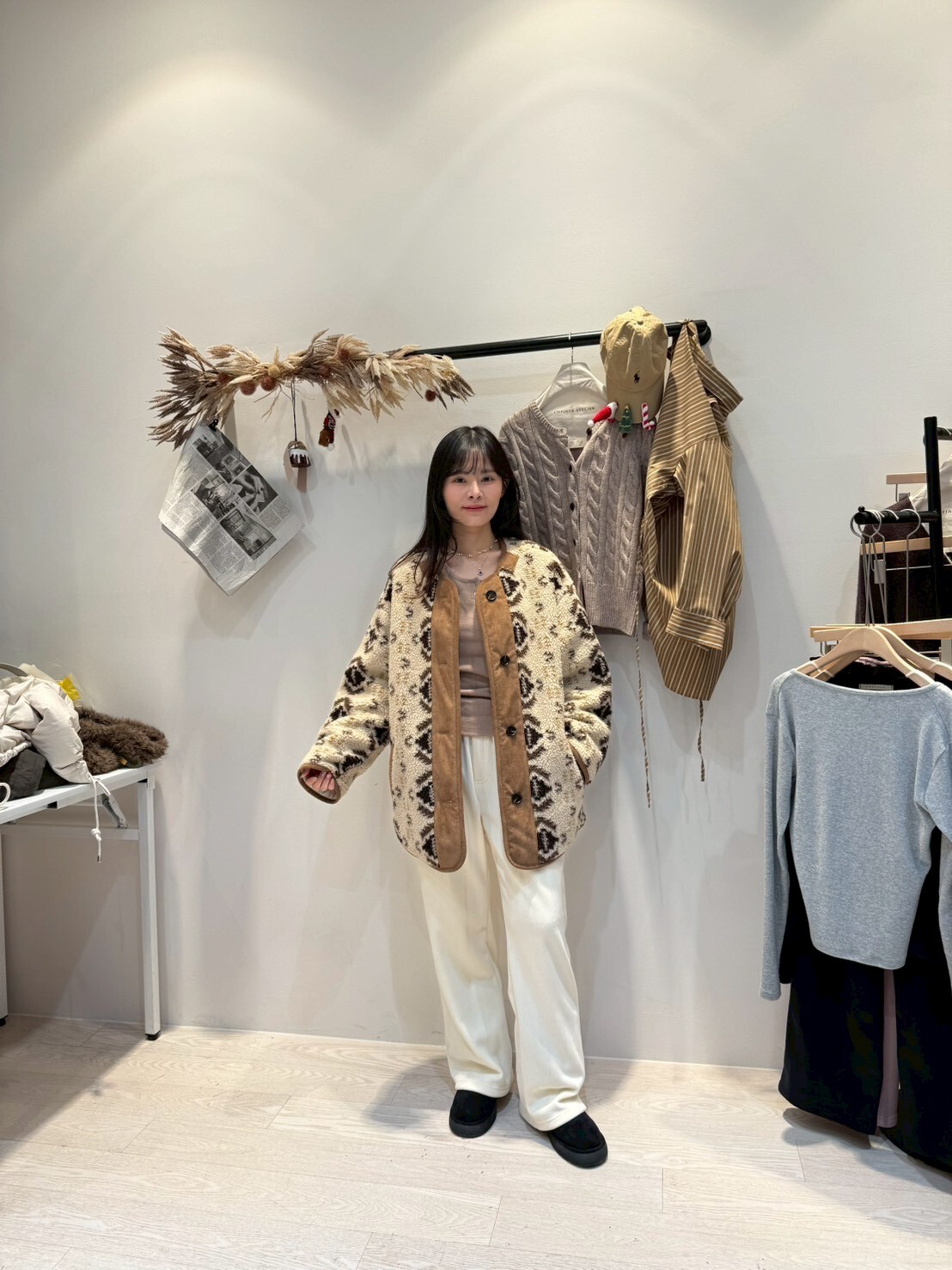 CP5309 費爾島羊羔毛鋪棉雙面大衣