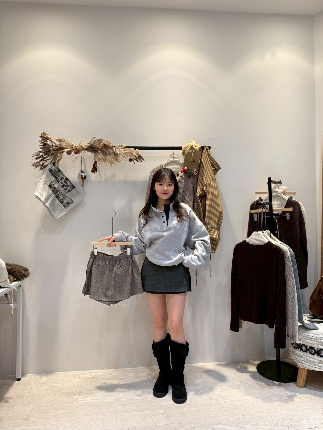 CP5305 智感學院格紋小褲裙