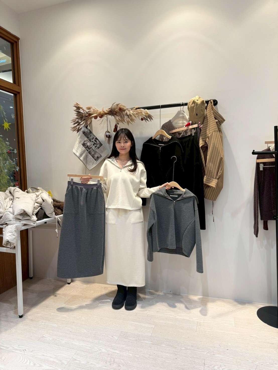 CP5307 質感混羊毛羅馬布休閒長裙