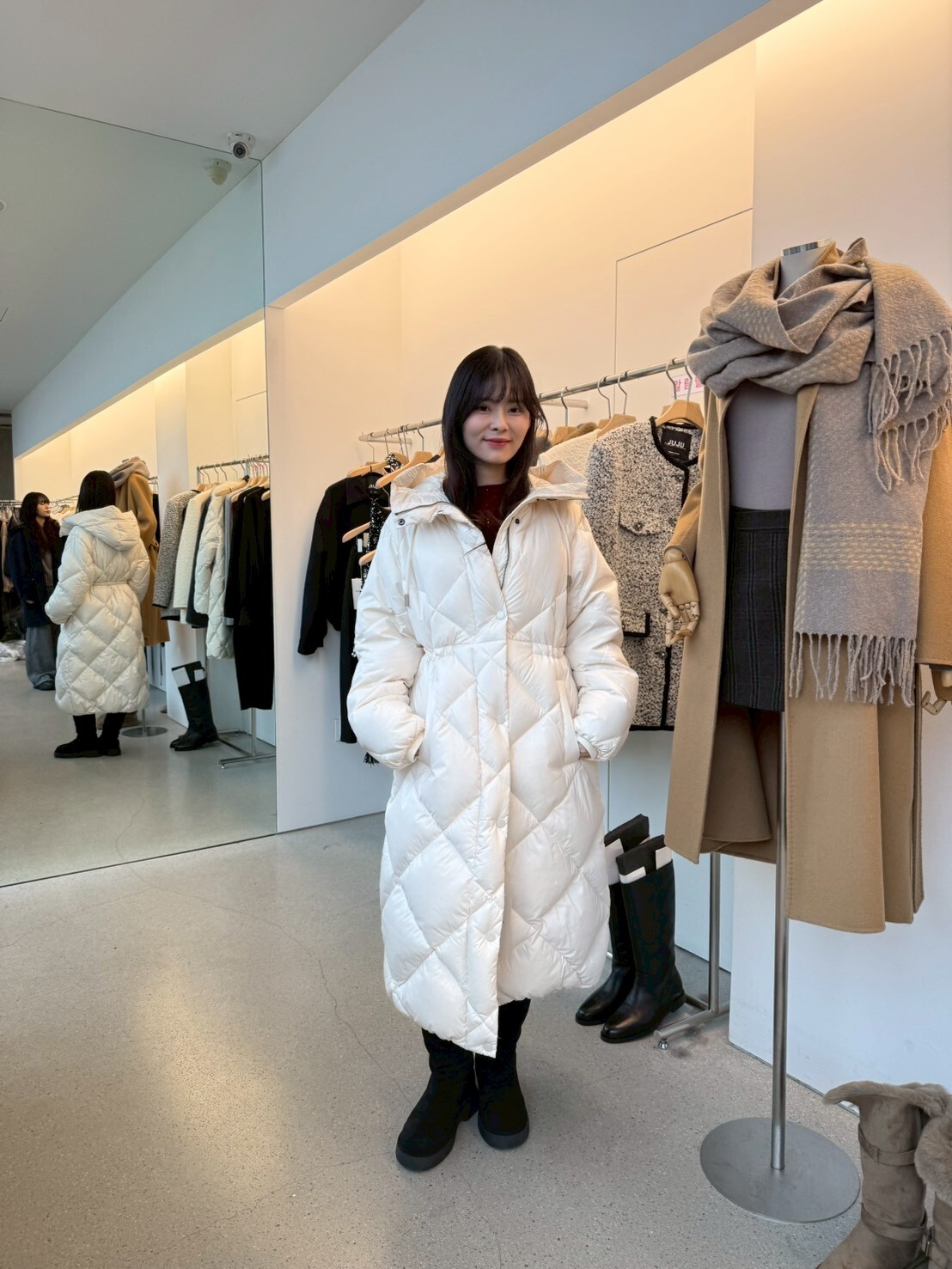 JU5402 菱格鴨絨長外套 *特價*