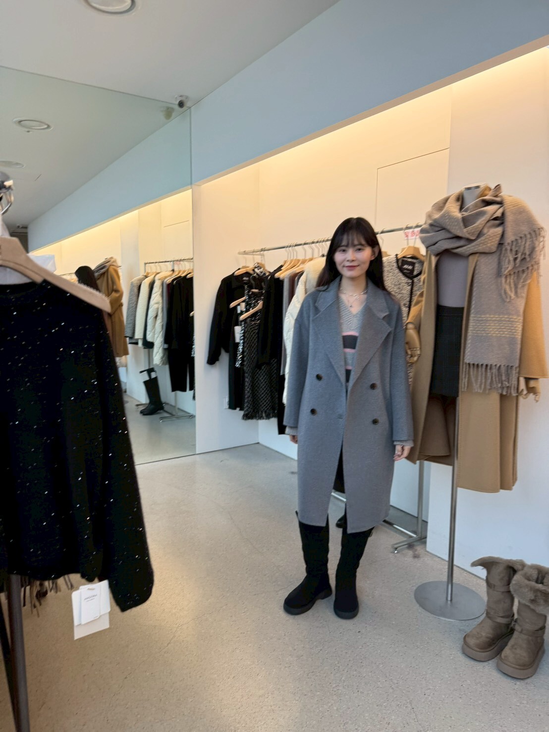 JU5327 羊毛雙排扣中長款大衣