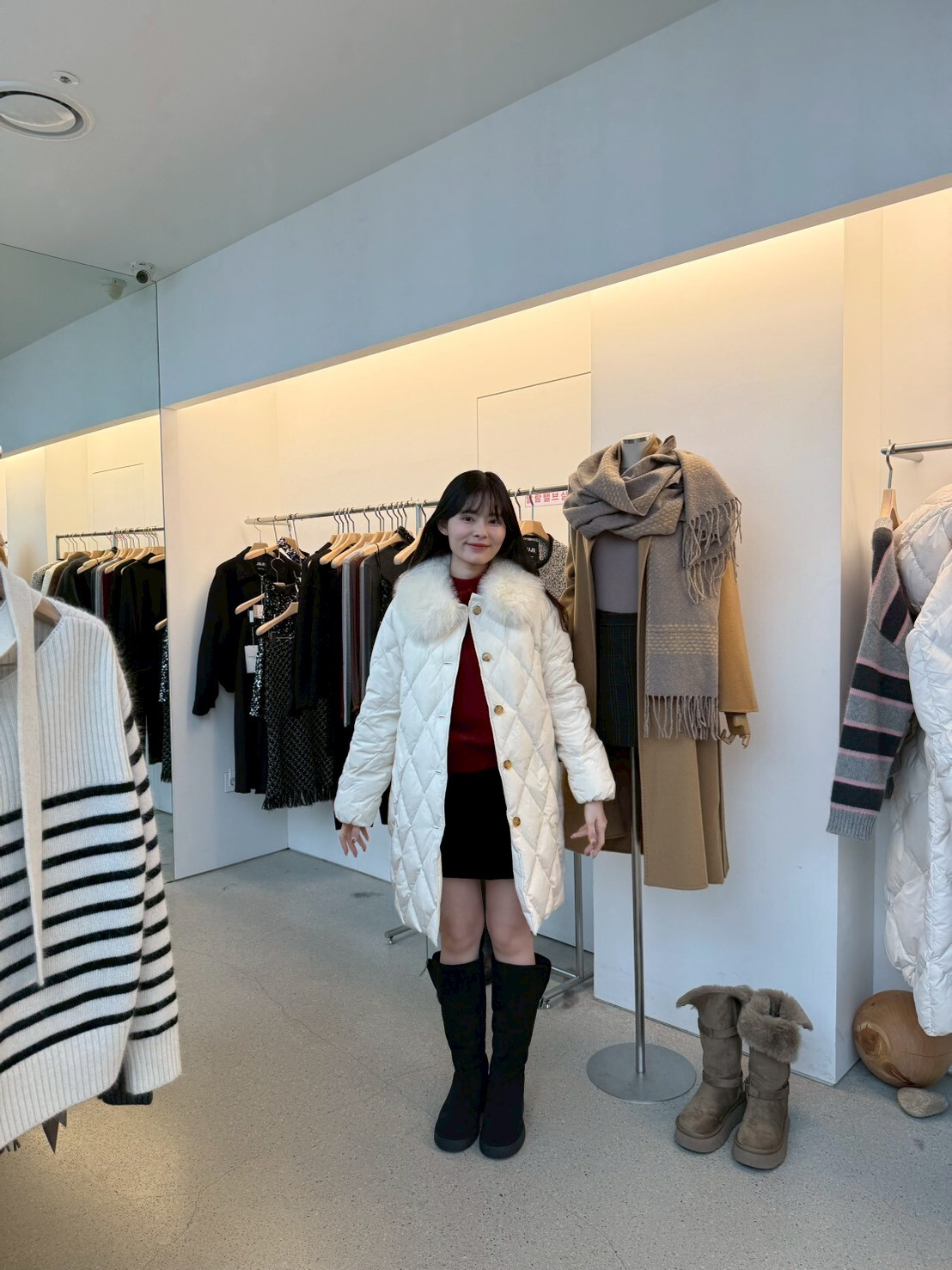 JU5319 超保暖鵝絨毛領中長羽絨服