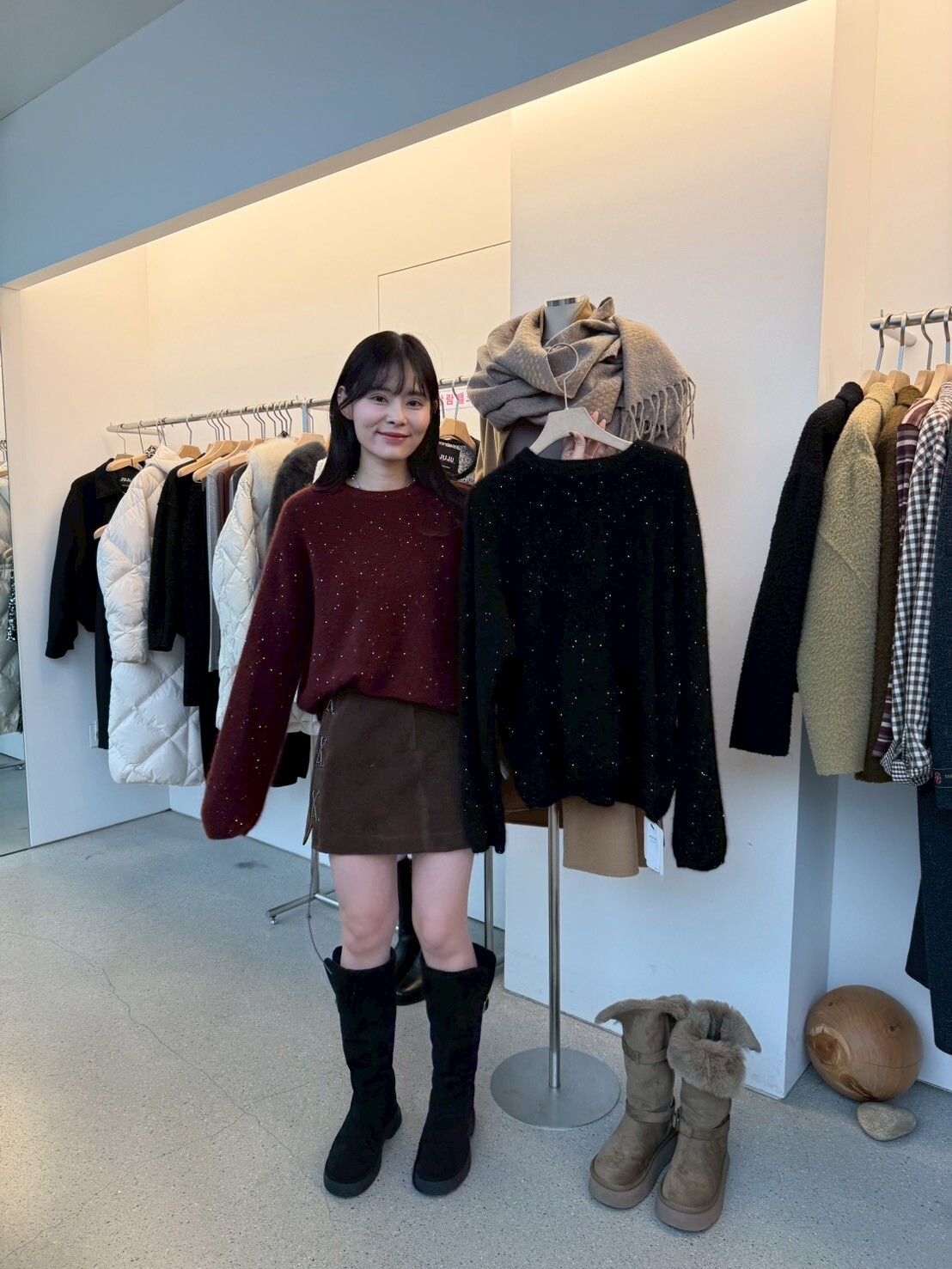 JU5305 亮片羊毛混紡針織套頭冷衫