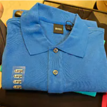 [S] HUGO BOSS MED BLUE JERSEY FIRENZE/LOGO POLO T-SHIRT, 50501942-423 (SZZ904)
