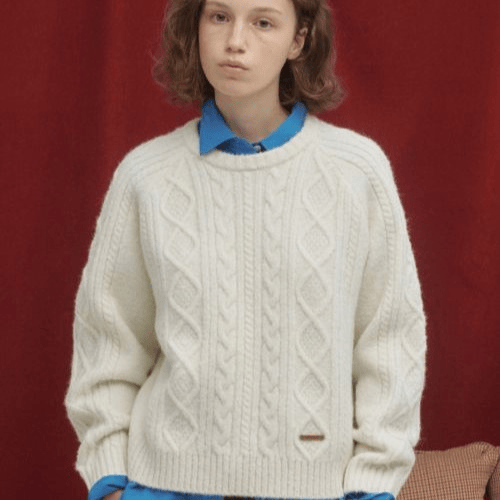 Covernat｜Woman Wool Blend Cable Knit [2 colors]