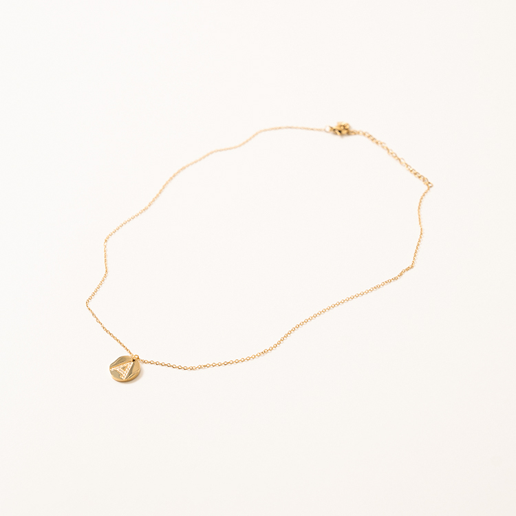 miramira字母｜白鋯石圓牌字母A項鍊B5033-金14414