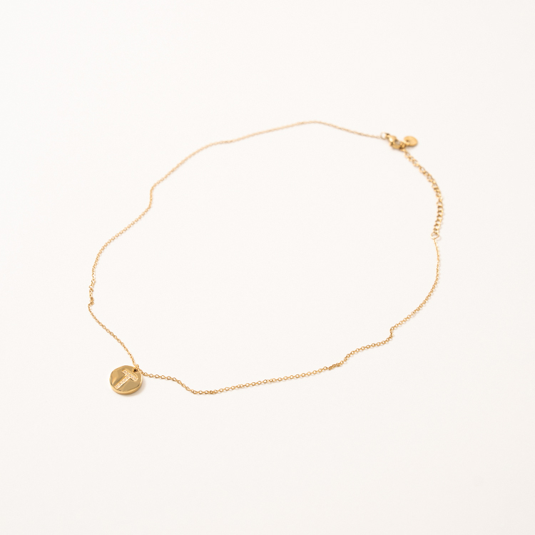 miramira字母｜白鋯石圓牌字母T項鍊B5048-金14711