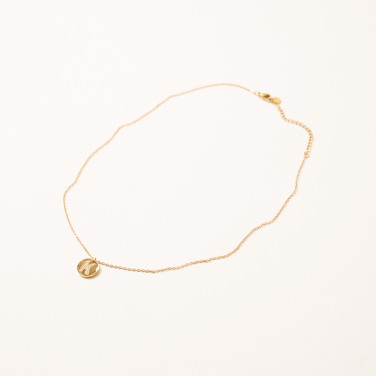 miramira字母｜白鋯石圓牌字母K項鍊B5757-金81737