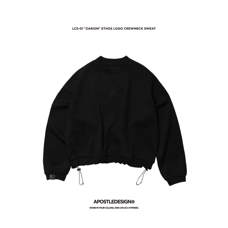LCS-01 "ZARION" Ethos Logo Crewneck Sweat - Black