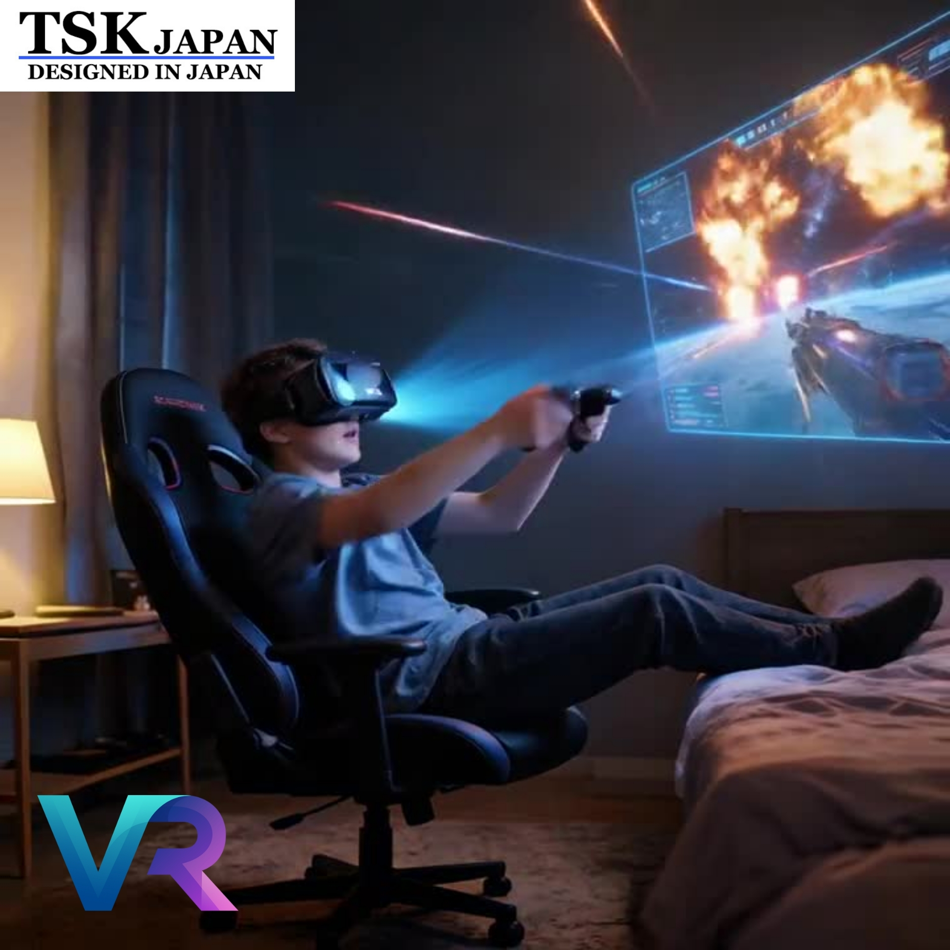 日本TSK VRG Pro 全屏VR眼鏡+遊戲手柄/採用護眼藍光鏡片/兼容5-7寸手機全屏顯示 P2357