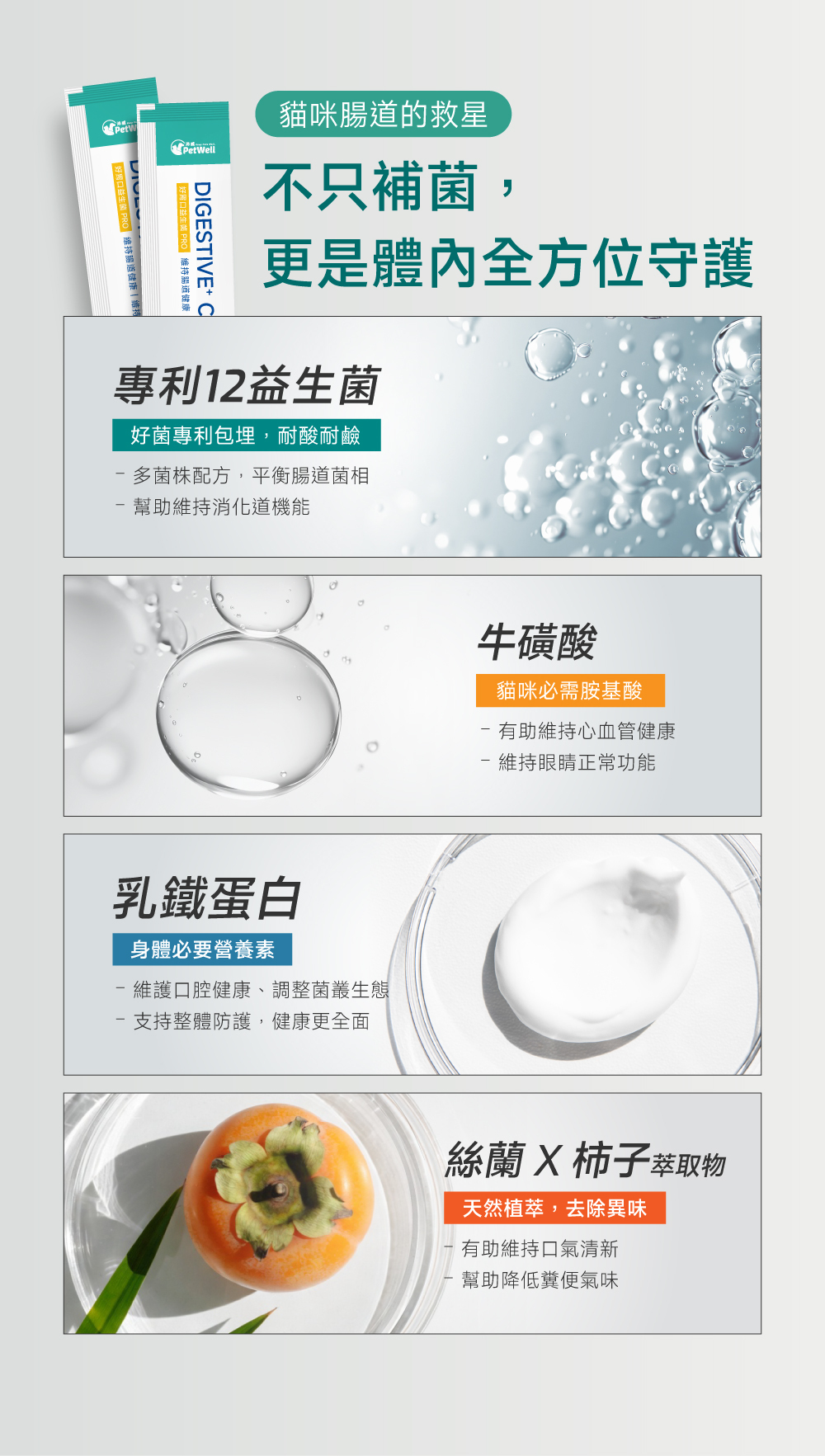 沛威專效保健貓好胃口益生菌主要成分