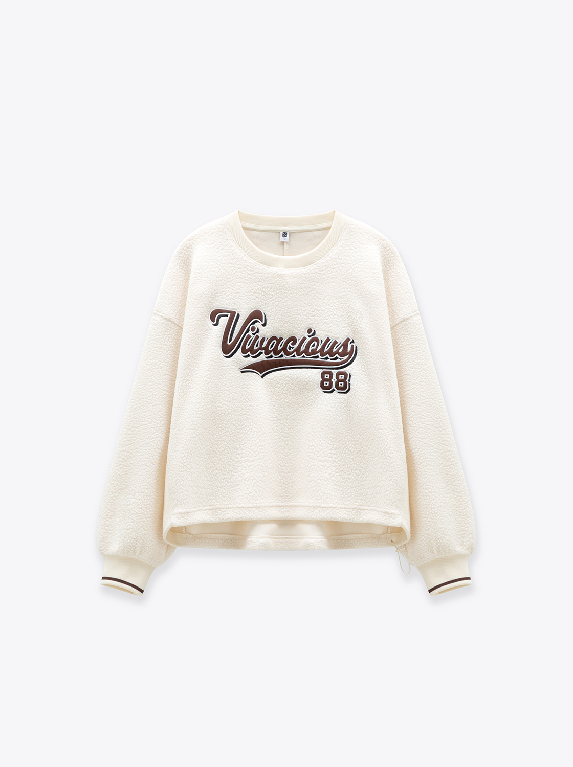 【第二件5折】美式貼布繡羊羔毛長袖上衣