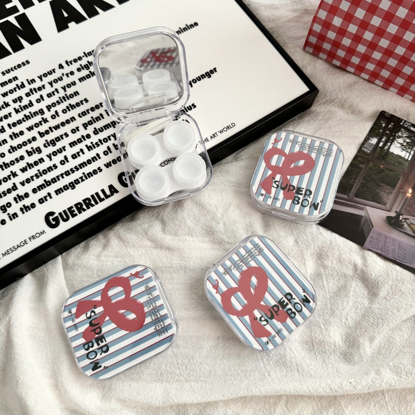 《6495》Y2K復古蝴蝶結隱形眼鏡盒