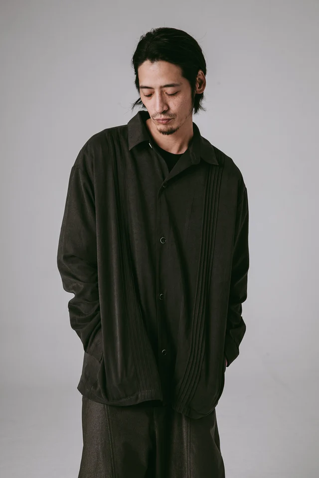 JIN-EASTERNAU Embossed 風琴摺長襯衫-灰色