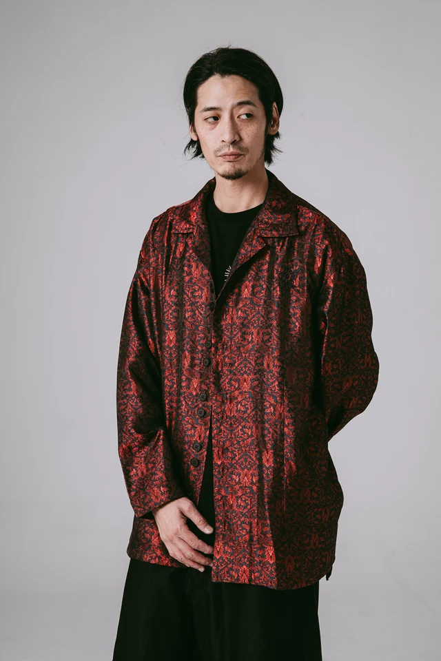 JIN-EASTERNAU 忍冬紋纏枝襯衫-藍紅色