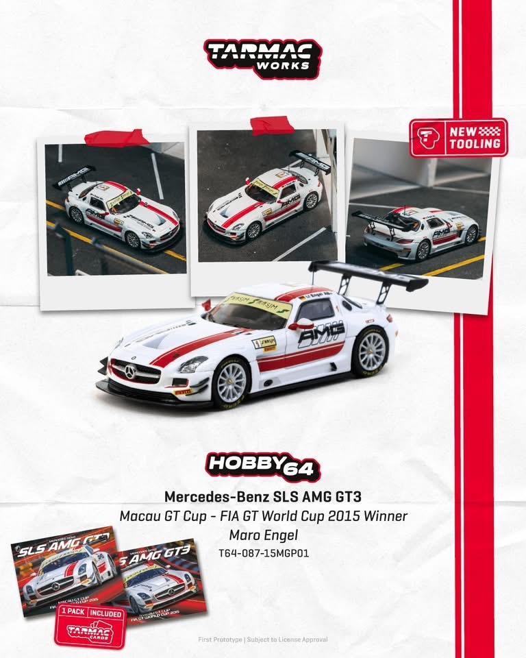 預訂 Pre Order - Tarmac Works Mercedes Benz SLS AMG GT3 Macau GT Cup 2015 Winner Maro Engel