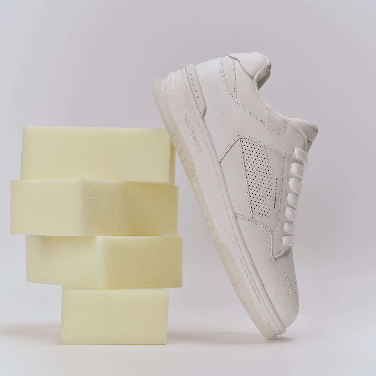 【 HIDDEN WHITE｜HALLE 皮革休閒鞋 - 白 】