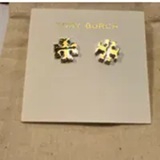 [S] TORY BURCH TORY GOLD/TORY SILVER SMALL LOGO STUD, 143361-961 (STB724)