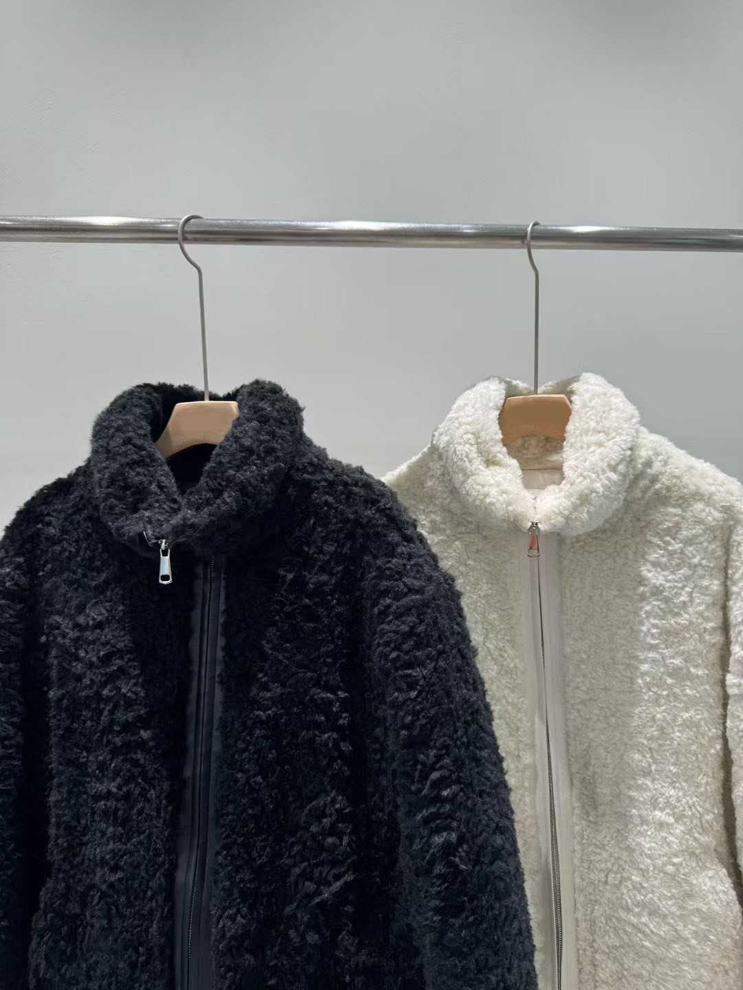 溫暖QQ毛拉鍊立領/翻領內鋪棉外套 / 2色