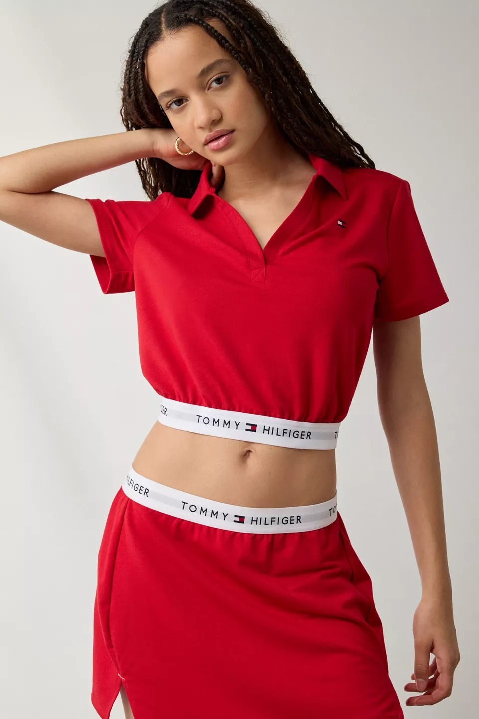 【預購】Q123007 Out From Under X Tommy Hilfiger 女裝紅色短版 Polo 衫