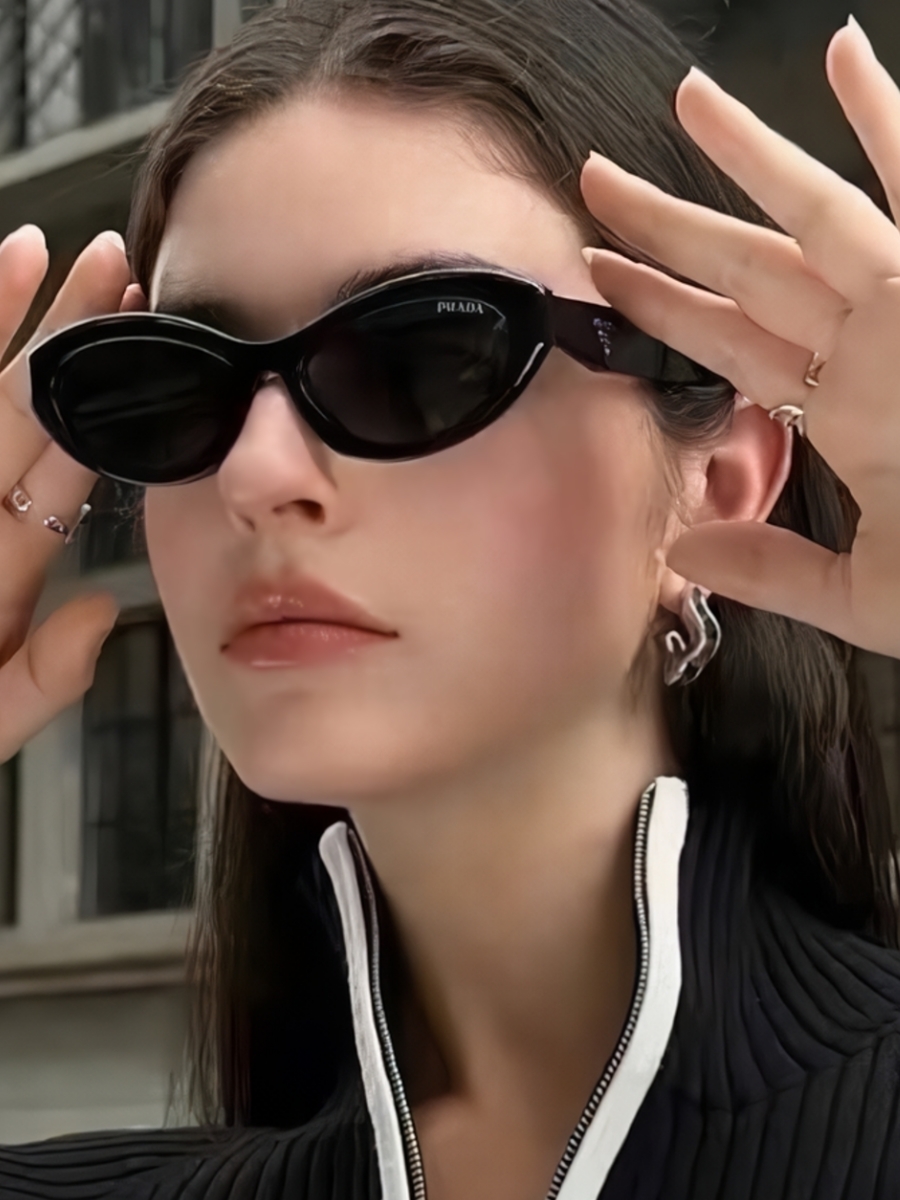 PRADA 普拉達板材貓眼白色方框女士時尚墨鏡SPR26Z-F｜幸子眼镜