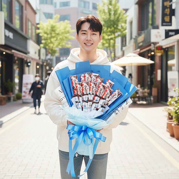 健達繽紛樂巧克力條滿天星零食花束,kinder_bueno_bars_bouquet