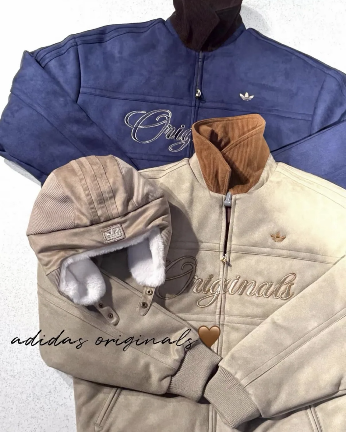 Adidas Originals CRAFTED 褐色 深藍色 馬年限定 翻領 鋪棉 麂皮 燈芯絨 外套 三葉草 男女同款 共2色