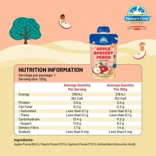 Nature One Dairy 奧純冠蘋果杏子桃子果蓉 120g