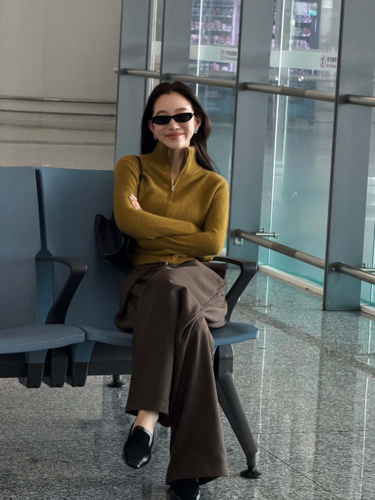 酪梨綠立領拉鍊造型羊毛上衣外套-S-L (Elegant & Love)