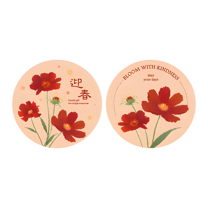 禮品貼紙 圓形 暖日花語 30枚*2包 5cm【01-71505004】