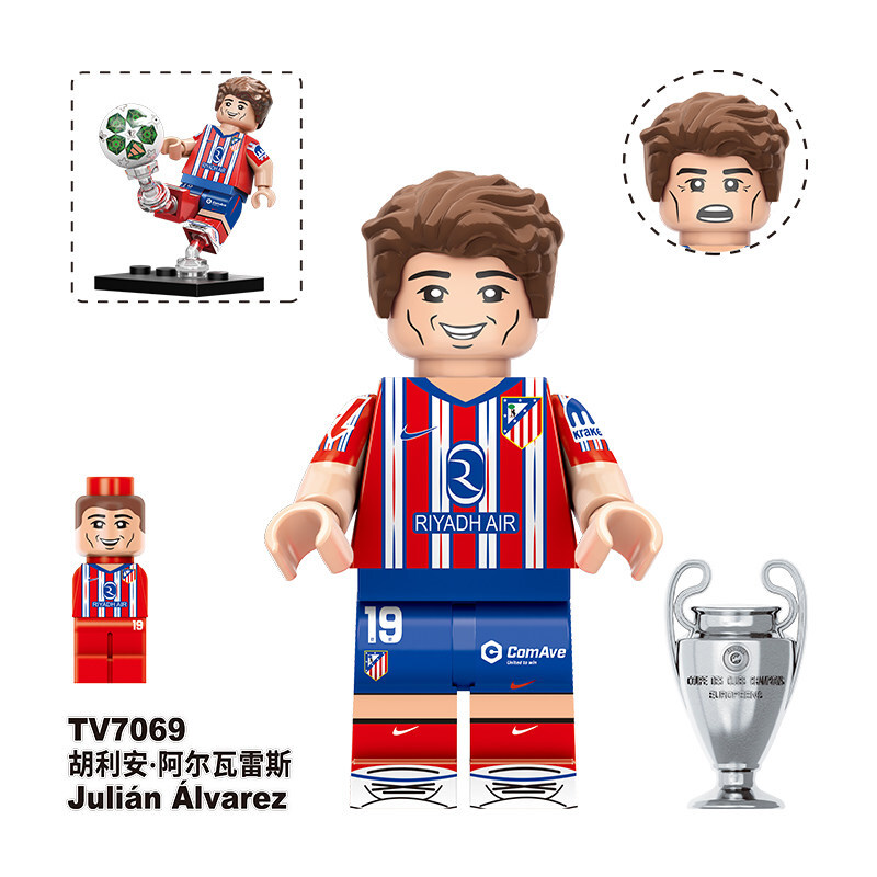 Sport Soccer Julián Álvarez Custom Minifigures fit Lego TV6509 TV7069