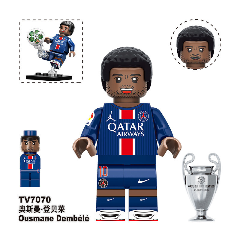 Sport Soccer Ousmane Dembélé Custom Minifigures fit Lego TV6509 TV7070