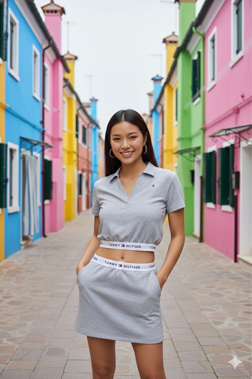 【預購】Q123006 Out From Under X Tommy Hilfiger 女裝灰色短版 Polo 衫