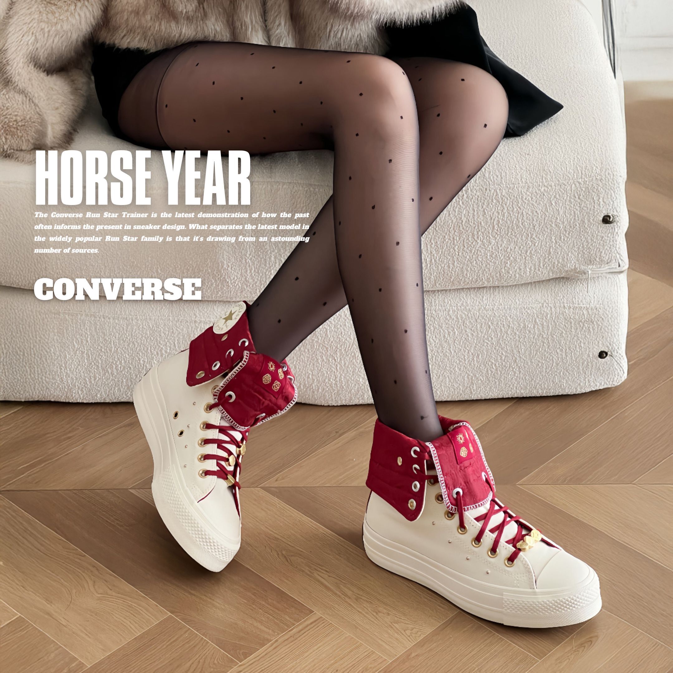 NICEDAY 代購 Converse Fold Over Lift CNY 白 白紅 馬年 新年 春節 翻折 馬靴 厚底鞋 A19074C