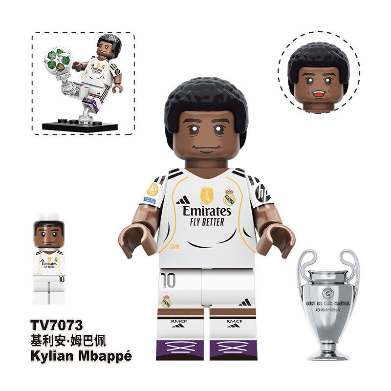 Sport Soccer Kylian Mbappé Custom Minifigures fit Lego TV6509 TV7073