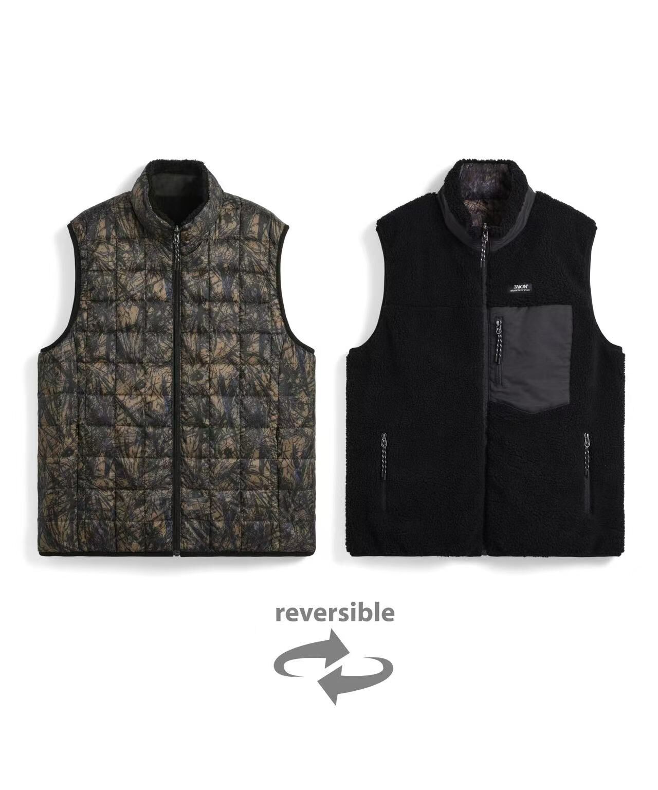 TAION MOUNTAIN REVERSIBLE DOWN AND BOA VEST TAION-R002MB BRUSHEDMEADOWS / BLACK