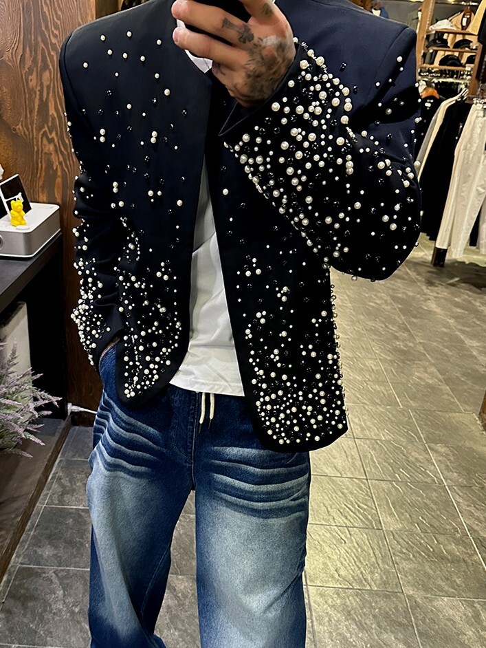 珍珠混寶石小香外套