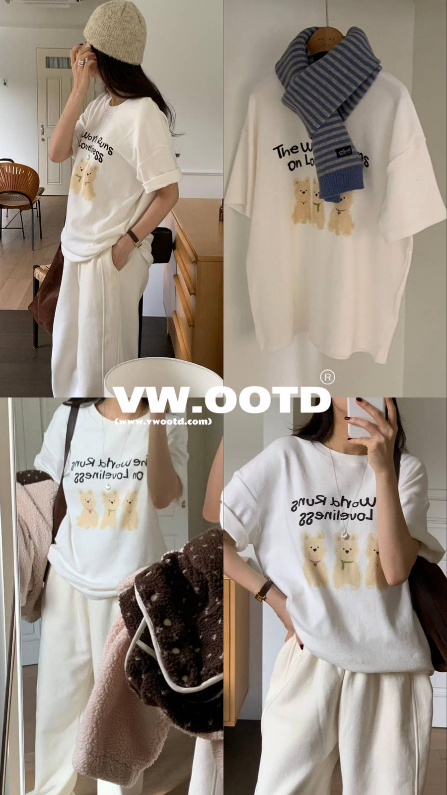 可愛三隻小狗Tee(白色)