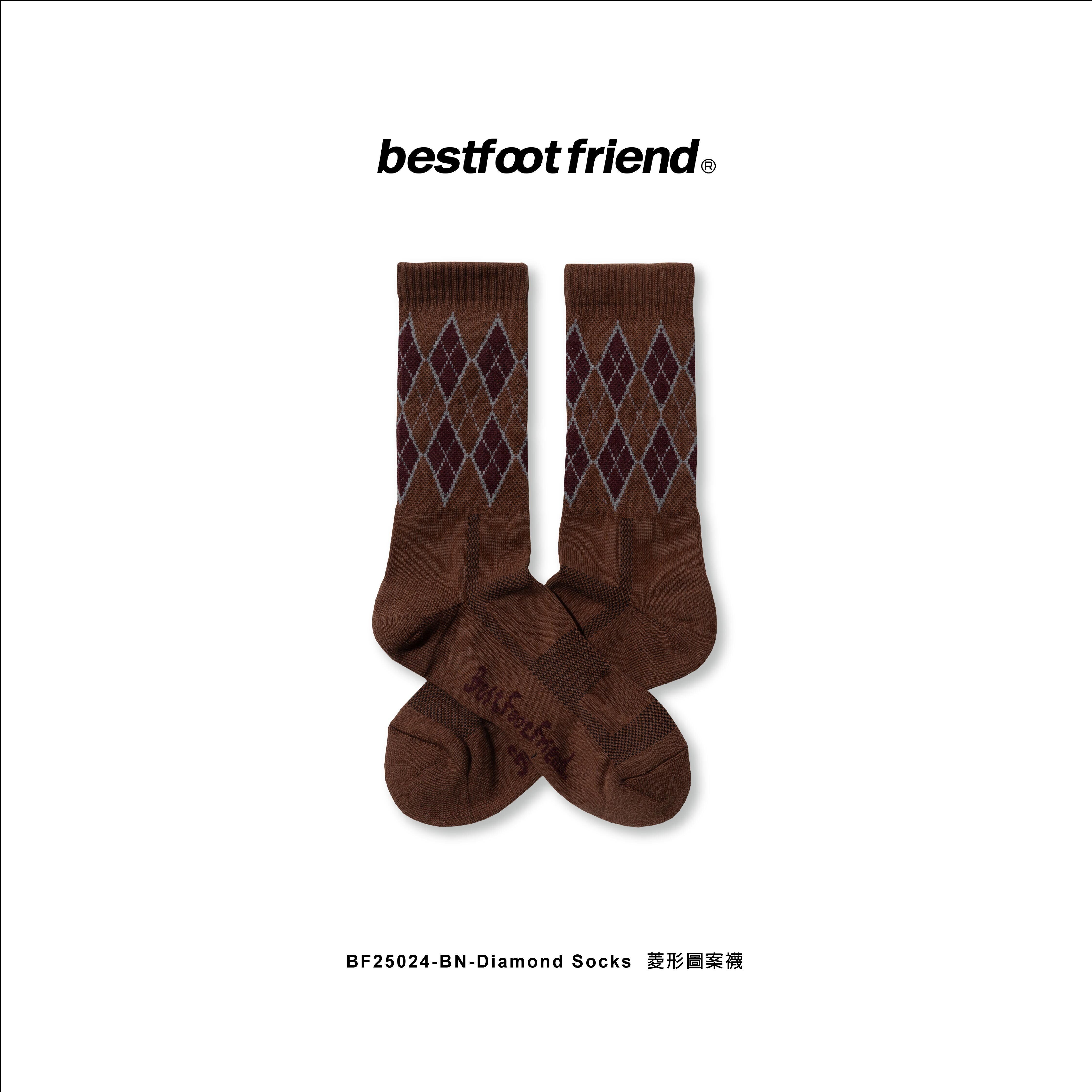 【Focus Store】現貨秒發 Diamond Socks "Brown" 咖啡色 菱形圖案襪 BF25024-BN
