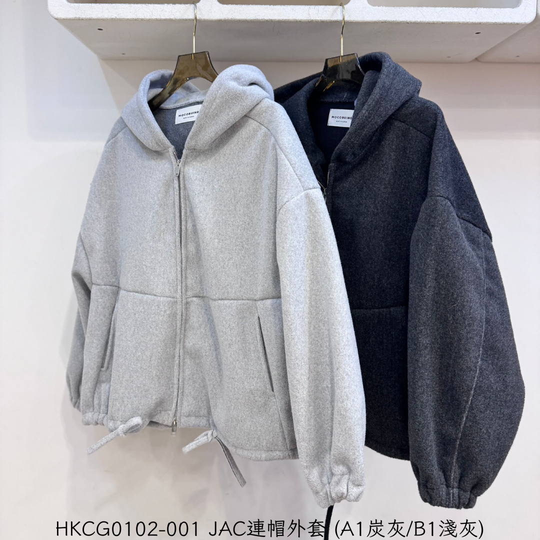HKCG0102-001 JAC連帽外套 (A1炭灰/B1淺灰)