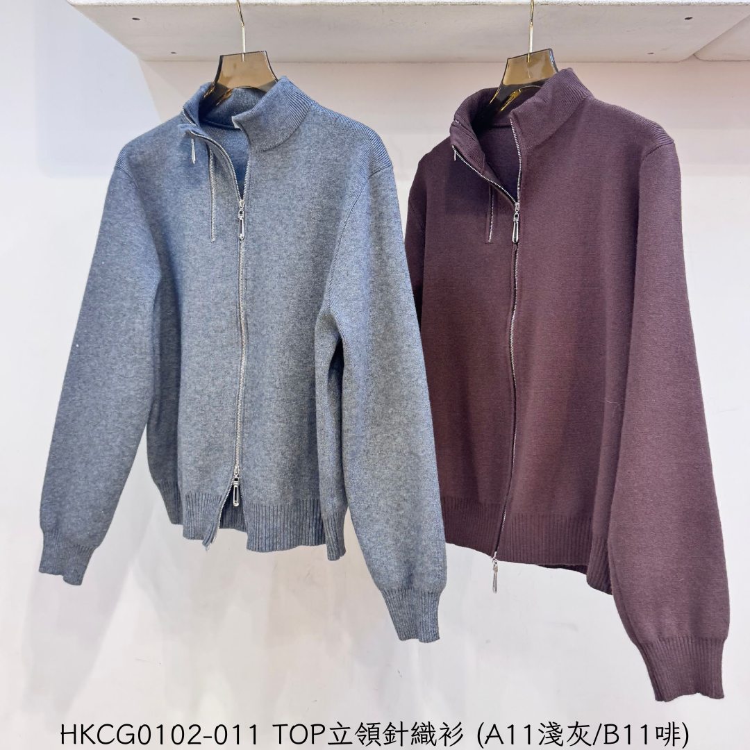 HKCG0102-011 TOP立領針織衫 (A11淺灰/B11啡)