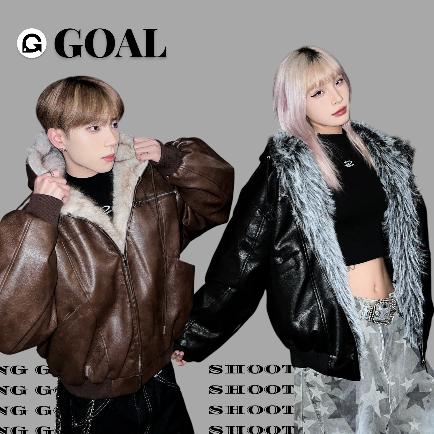 (GOAL)美式座山 雕皮皮革 毛領外套 KA299