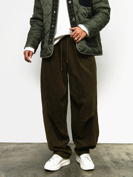 (韓國獨家特價)天鵝絨抓絨弧形褲